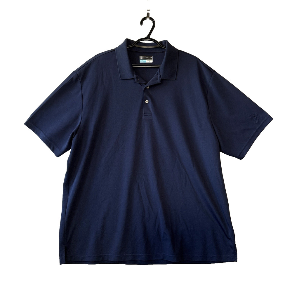 PGA Tour Airflux Mens XXL Navy Blue Mesh Golf Polo Shirt Short Sleeve Breathable